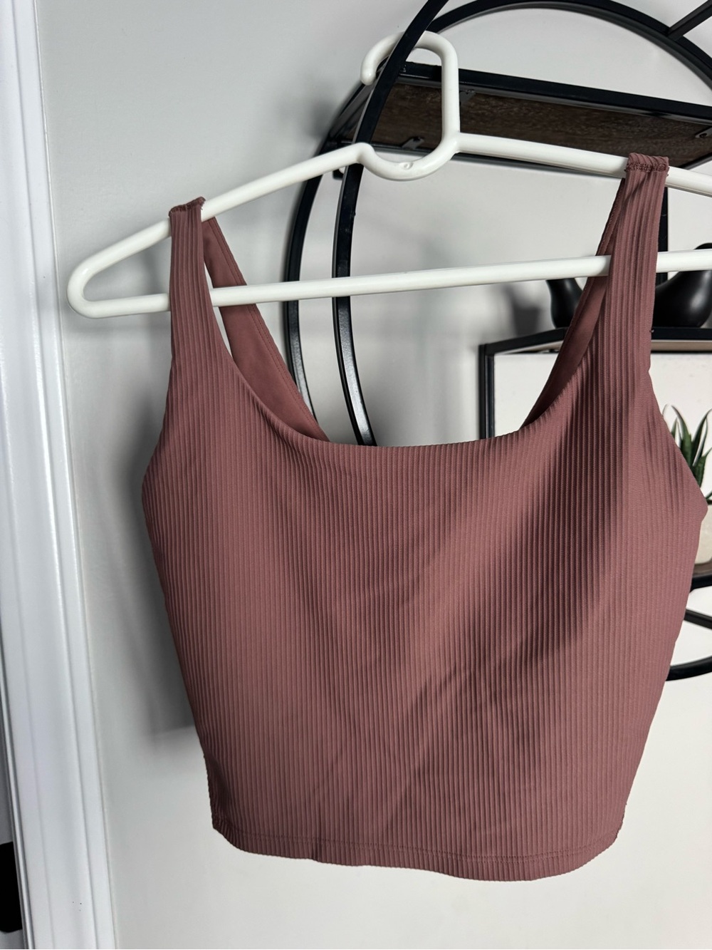 Old navy active power sport Ribbed Square Neck Crop Tank Top Mauve cocoa size M